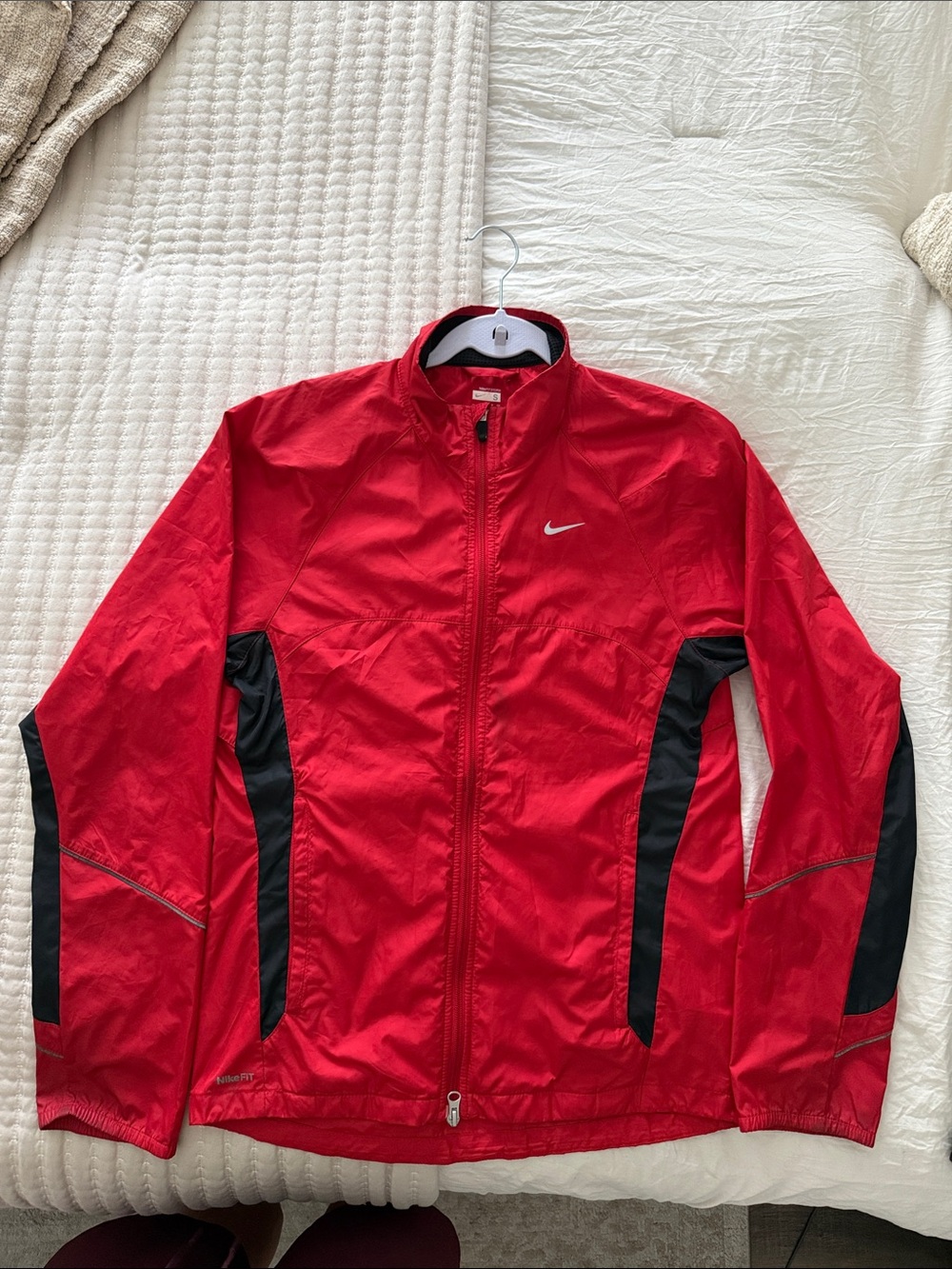 Nike Red Windbreaker Jacket with Black Panels
